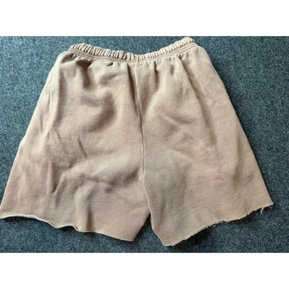 Iets Frans Tan Brown Fleece Sweat Shorts Raw Hem Small Loungewear Athleisure - Picture 2 of 3